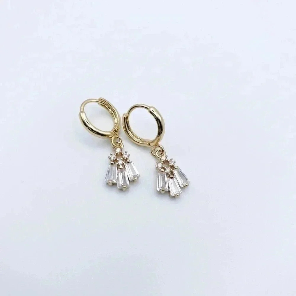 PETIT Cubic Zirconia Huggie Hoops Earrings - Picture 2 of 2